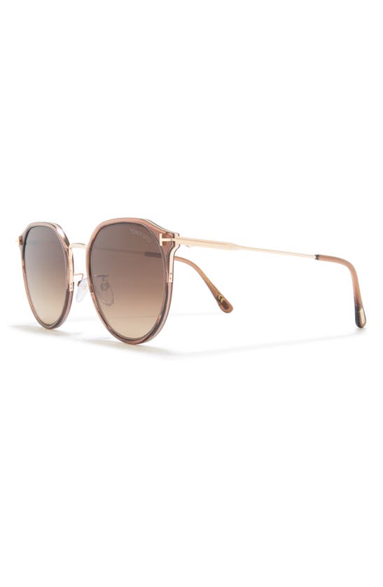 Tom Ford 55mm Round Sunglasses In Light Brown / Gradient Brown