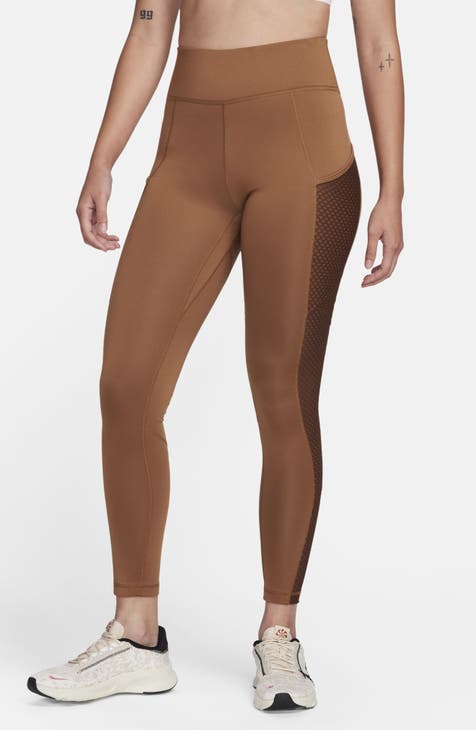 Dark Brown & Light Brown Wavy Lines Pattern Leggings for Sale by