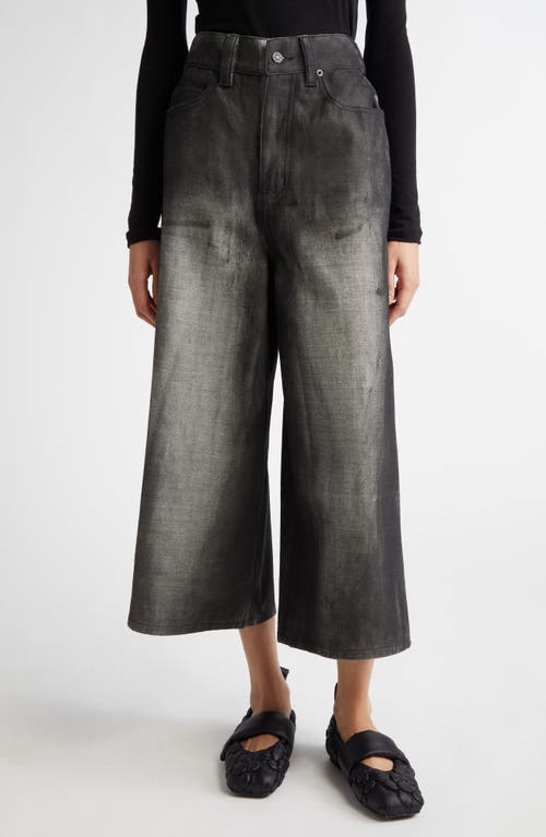 MELITTA BAUMEISTER Double Waist Wide Leg Jeans in Black Shadow Paint 