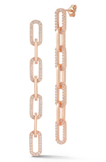 Chloe & Madison Chloe And Madison 14k Rose Gold Plated Cz Link Drop Earrings In Rose Gold