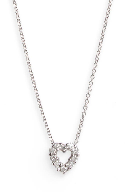 Roberto Coin 'Tiny Treasures' Diamond Heart Pendant Necklace in White at Nordstrom