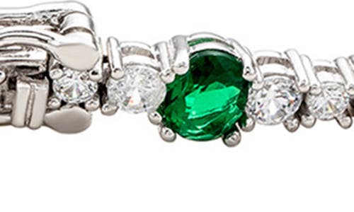 Suzy Levian Sterling Silver Red And White Cubic Zirconia Tennis Bracelet In Green