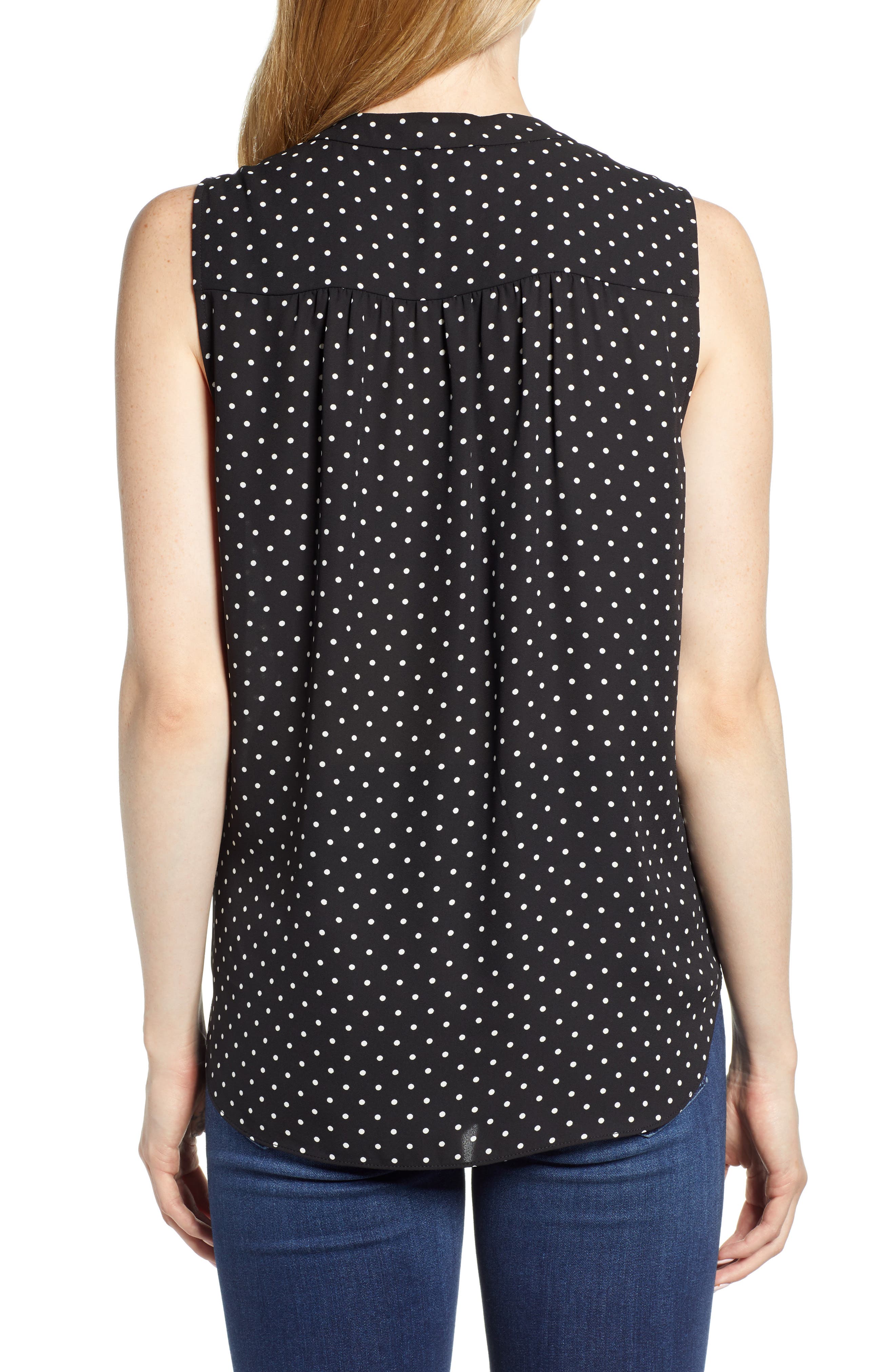 vince camuto printed sleeveless blouse