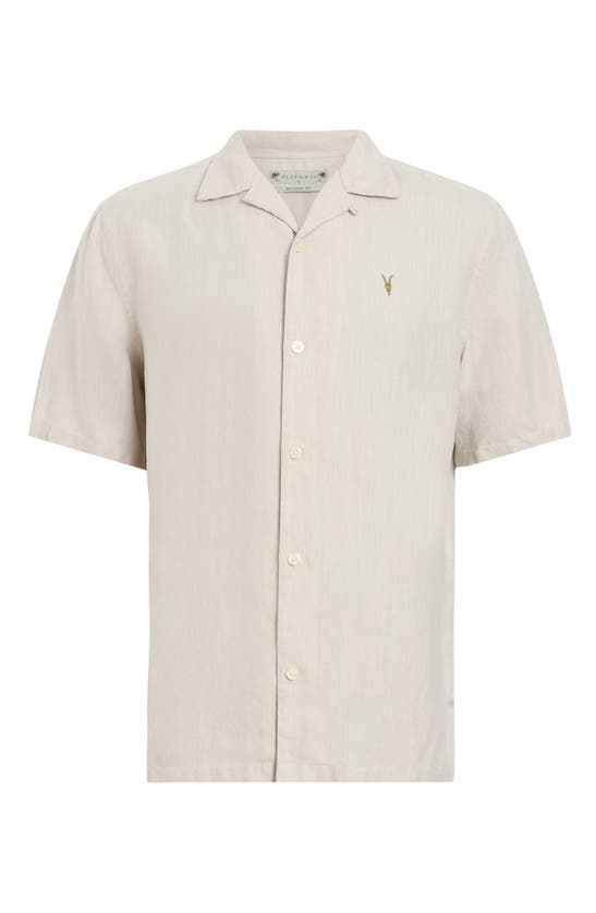 Shop Allsaints Audley Button-up Camp Shirt In Taupe