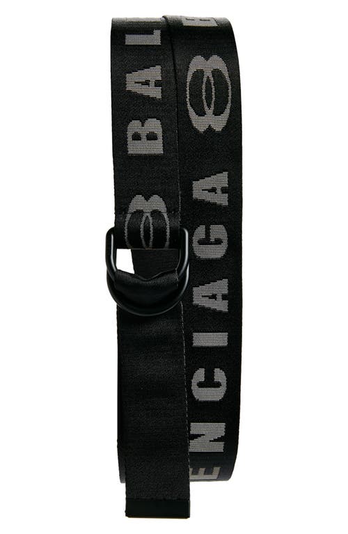 Balenciaga Logo D-ring Belt In 1064 Black/l Dark Grey