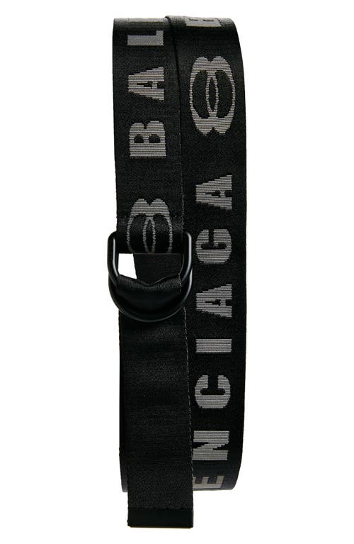 Shop Balenciaga Logo D-ring Belt In 1064 Black/l Dark Grey