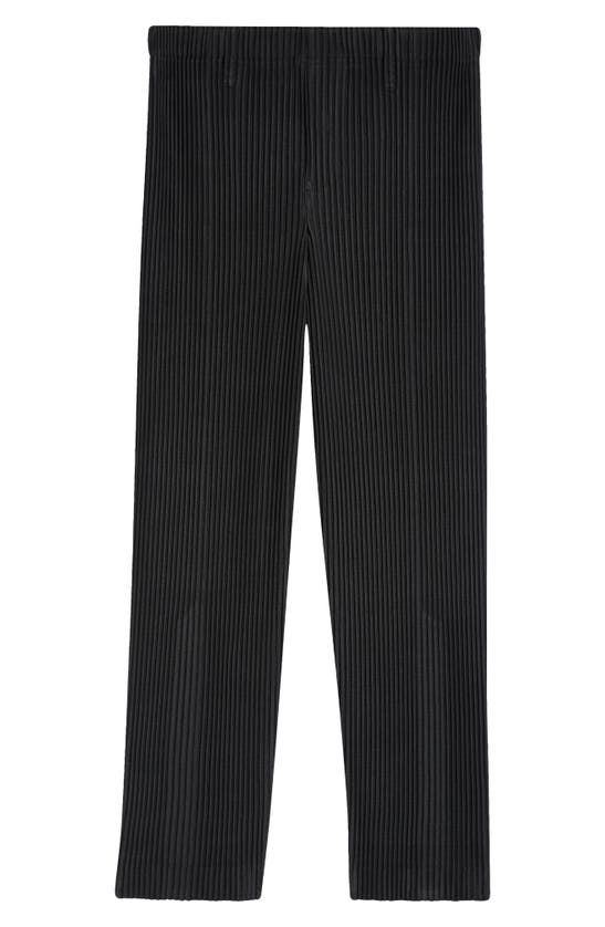 Issey Miyake Pleated Design Pants With Straight Tapered Leg Silhouette In Black