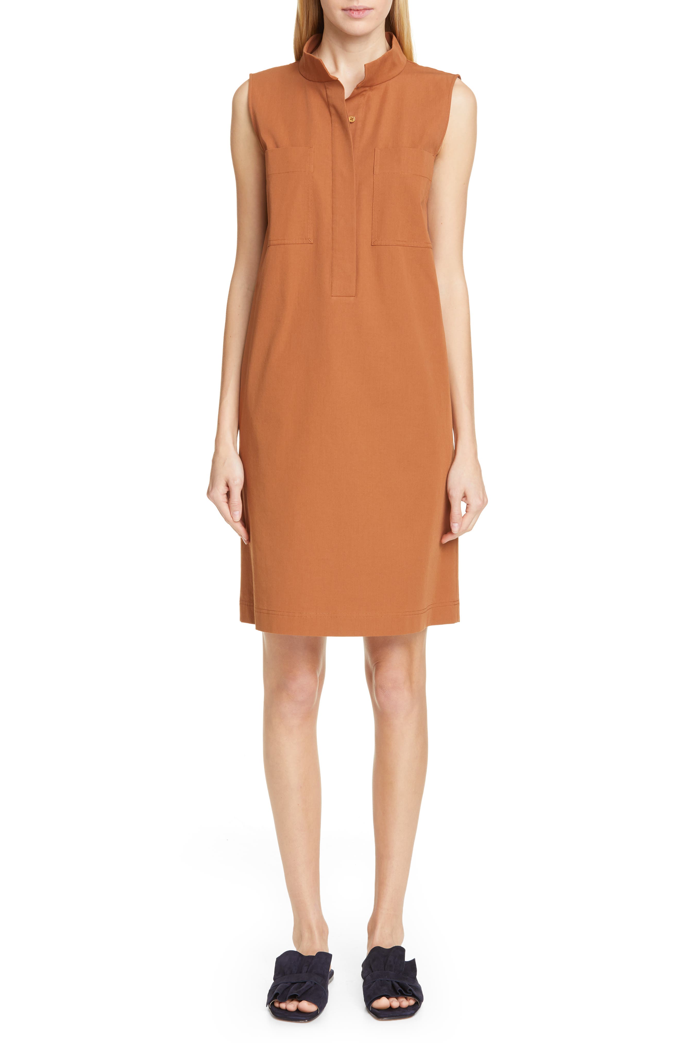 Lafayette 148 New York Mitchell Sleeveless Shift Dress, Brown