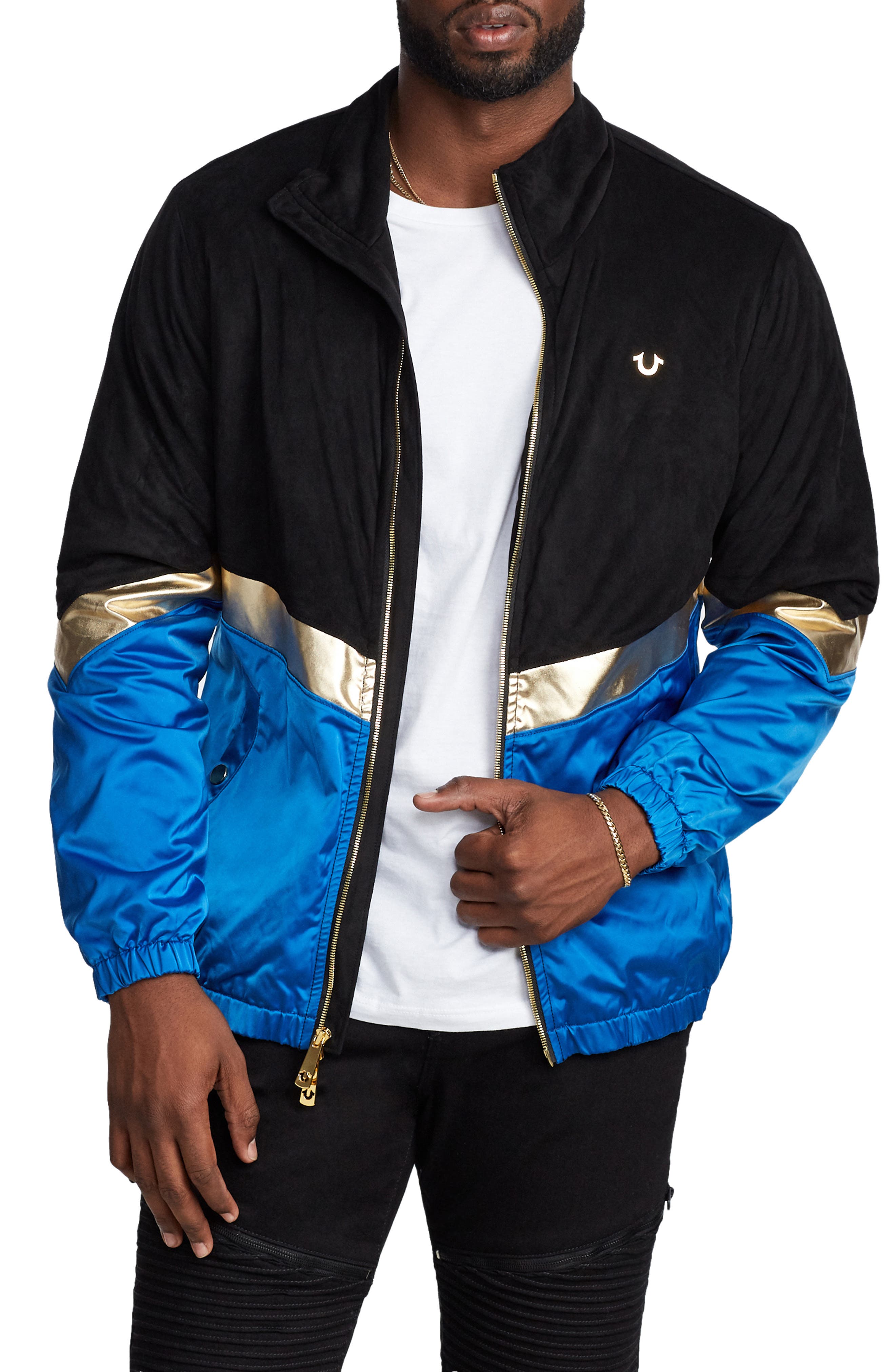 black and gold true religion jacket
