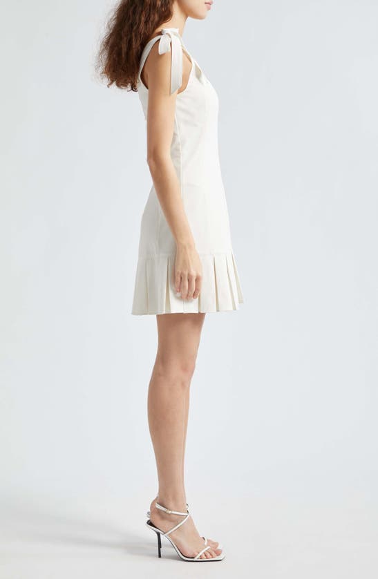 Shop Cinq À Sept Harlyn Pleated Tie Strap Minidress In Ivory