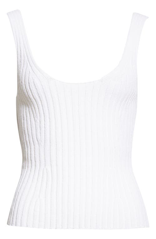 Shop Vince Rib Tie Back Cotton Blend Tank Top In Optic White