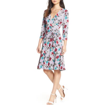Leota Print Jersey Faux Wrap Dress