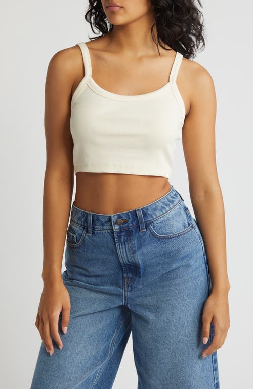 Noisy May Judy Rib Crop Camisole In Pearled Ivory