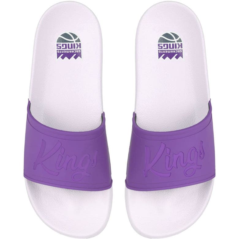 Foco Sacramento Kings Script Wordmark Slide Sandals In White