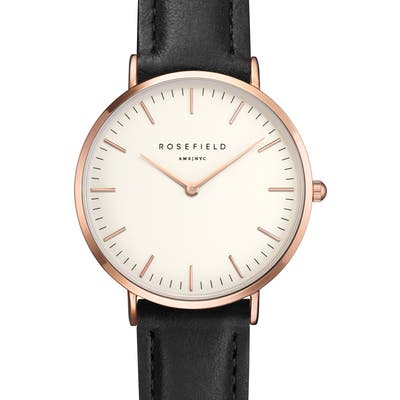 Rosefield Tribeca Leather Strap Watch,