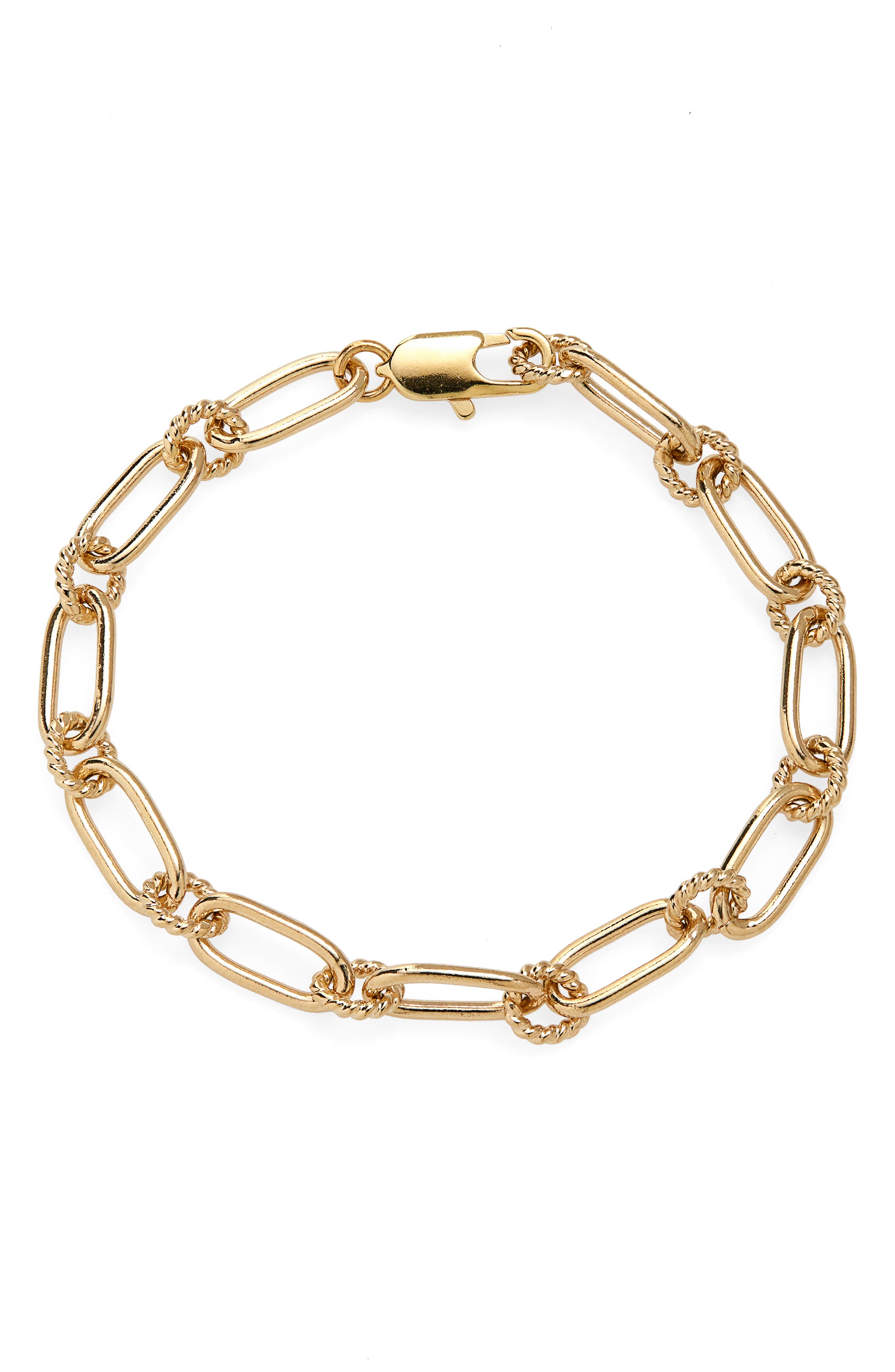 Laura Lombardi Braided Cable Link Bracelet in Brass at Nordstrom, Size 7 Us