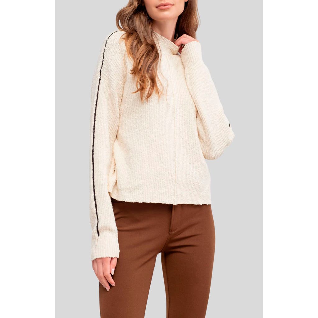 Blu Pepper Stripe Mock Neck Sweater In Oatmeal