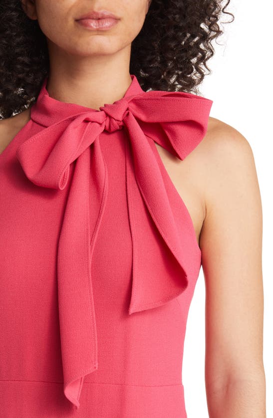 Shop Vince Camuto Bow Neck Stretch Crepe Jumpsuit In Hot Pink