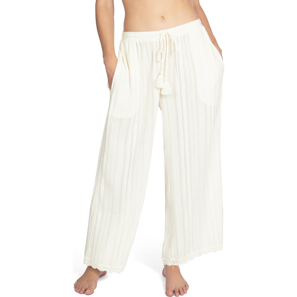 Robin Piccone Women's Jo Stripe Cotton Wide-leg Pants In Ecru