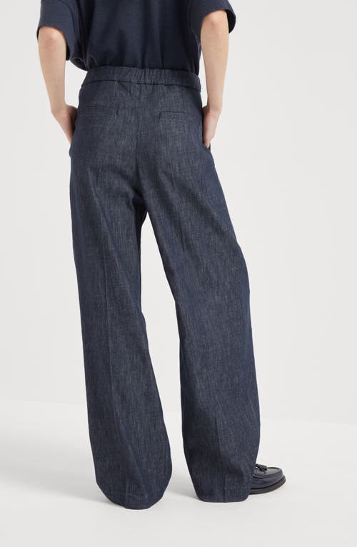 Shop Brunello Cucinelli Cotton Denim-effect Twill Tailored Relaxed Trousers