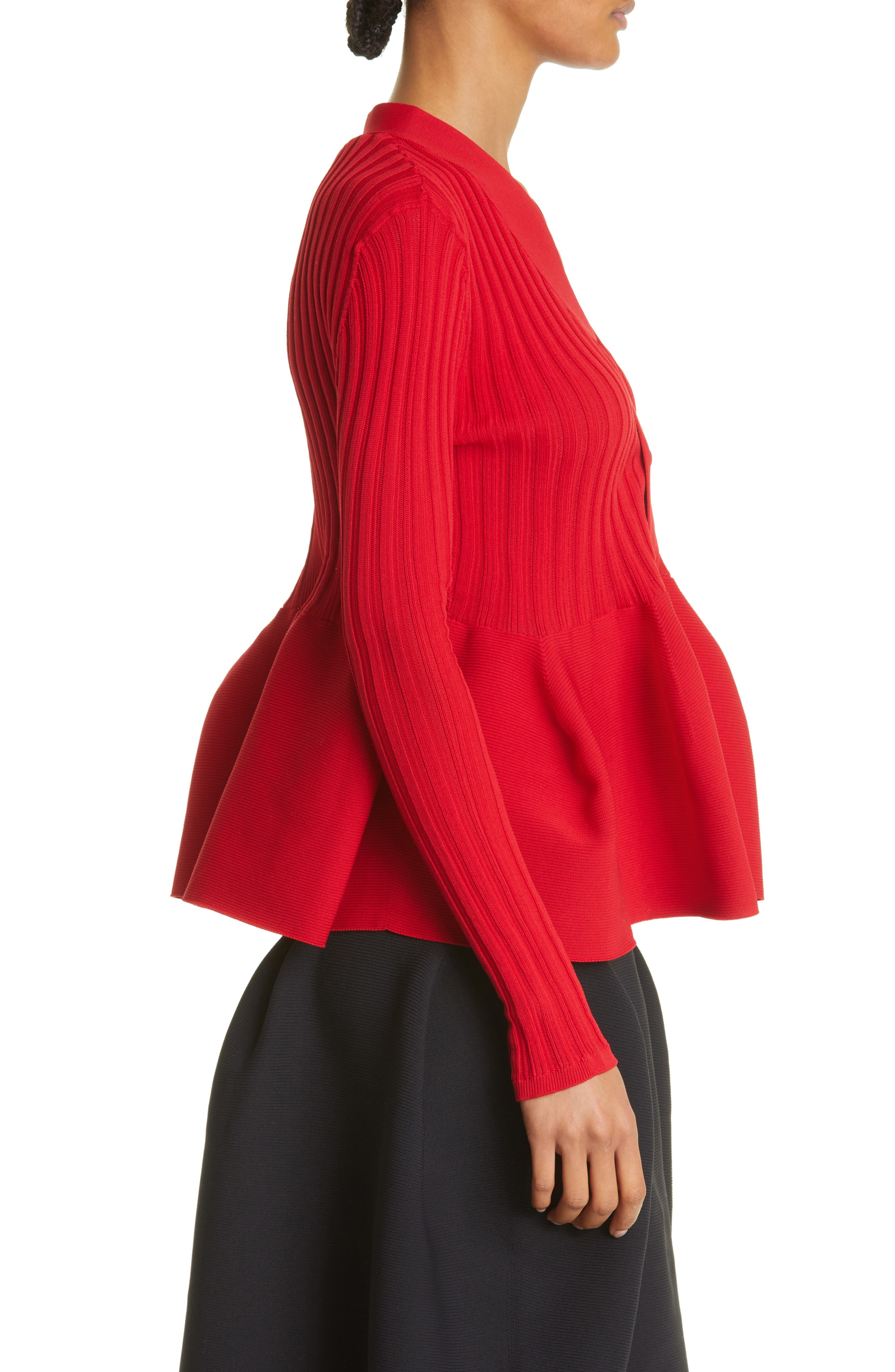 CFCL Pottery 1 Peplum Rib Cardigan in Red | Smart Closet