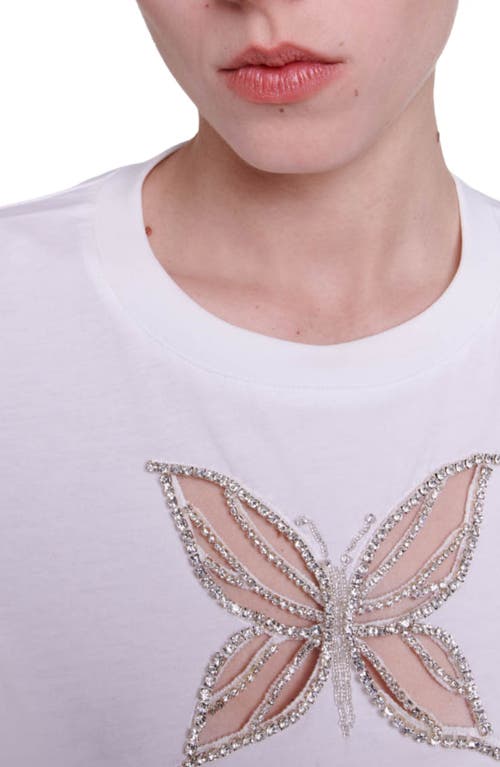 Shop Maje Tillon Crystal Butterfly Cutout T-shirt In White