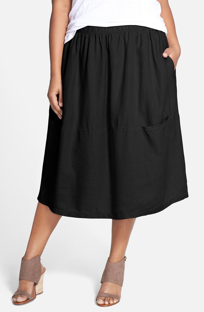 Eileen Fisher Oval Cut Organic Linen Skirt (Plus Size) | Nordstrom