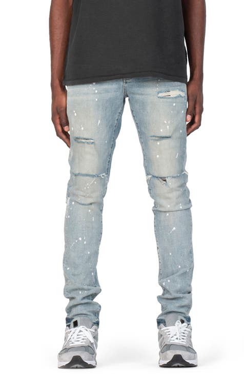 Men's Skinny Pants Ripped Stretch Distressed Destroyed Jeans Denim Pants  Casual Fashion Skinny Slim Fit Jeans Pants
