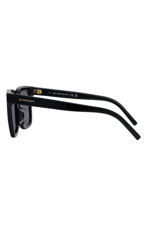 Givenchy Gv Day 53mm Rectangular Sunglasses In Shiny Black/smoke