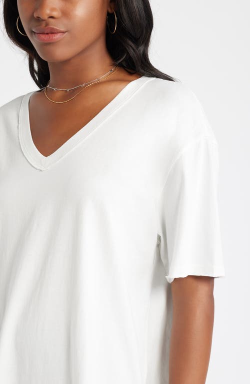 Shop Bp. Oversize V-neck Cotton T-shirt In White Blanc