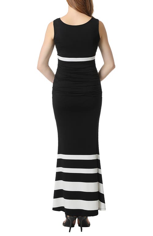 Shop Kimi And Kai Cortana Stripe Maternity Mermaid Maxi Dress In Black/white