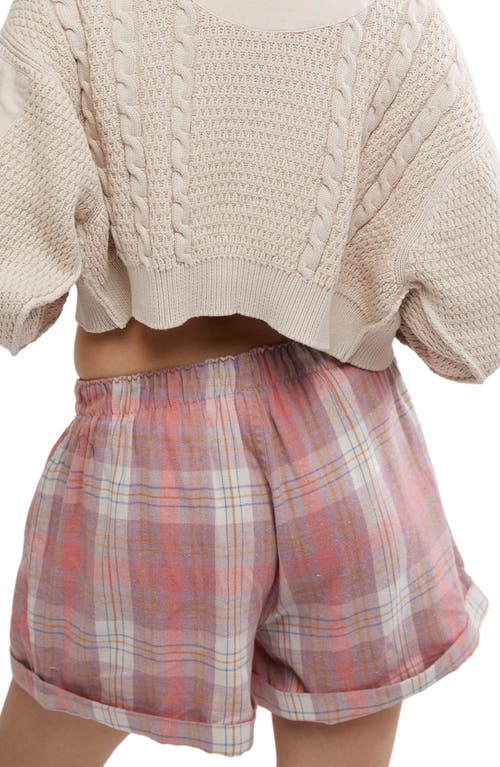 Shop Free People Sunday Morning Lounge Shorts In Peachy Pink Combo