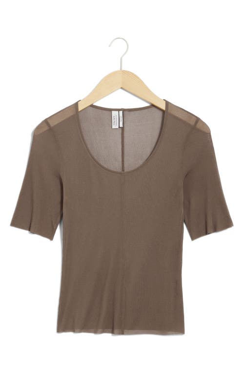 Shop & Other Stories Sheer Silk T-shirt In Mole Dark