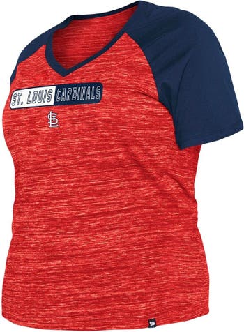 New Era Women's New Era Red St. Louis Cardinals Plus Size Space Dye Raglan  V-Neck T-Shirt