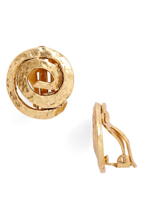 Circular Clip Statement Earrings in Gold