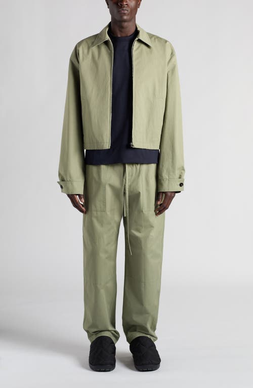 Shop Bottega Veneta Lightweight Cotton Twill Drawstring Waist Pants In 3025 Juniper