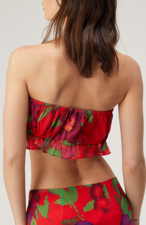 Nasty Gal Floral Crop Tube Top In Red