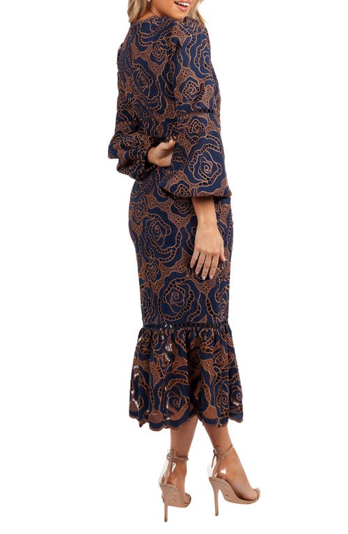 Petal And Pup Petal & Pup Pierre Long Sleeve Cocktail Mermaid Dress In Brown