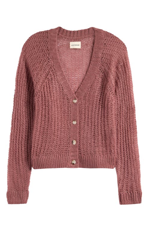 Shop Lucky Brand Open Stitch Cardigan In Burlwood