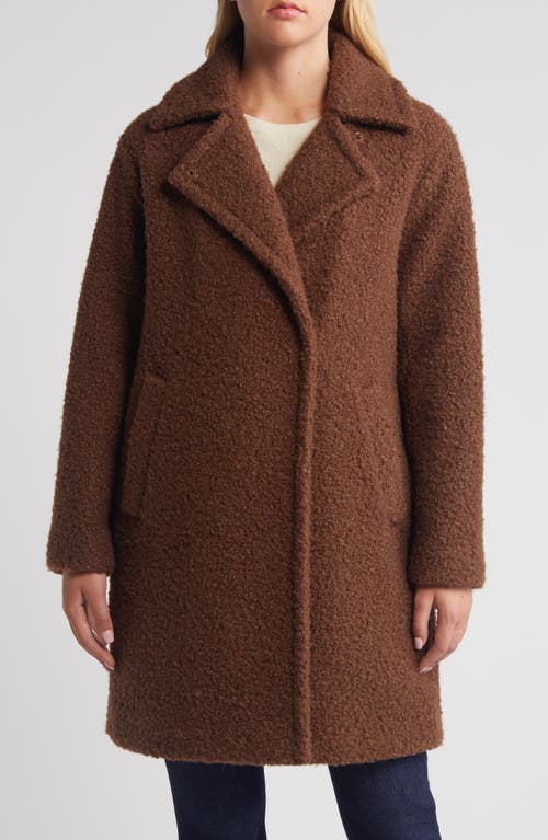 Shop Bcbg Walker Notch Lapel Longline Bouclé Coat In Coffee