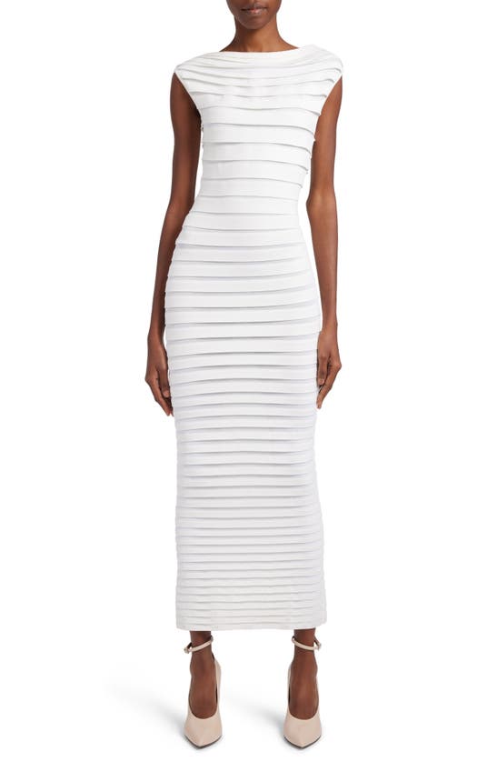 Shop Alaïa Tube Layered Stripe Dress In Blanc