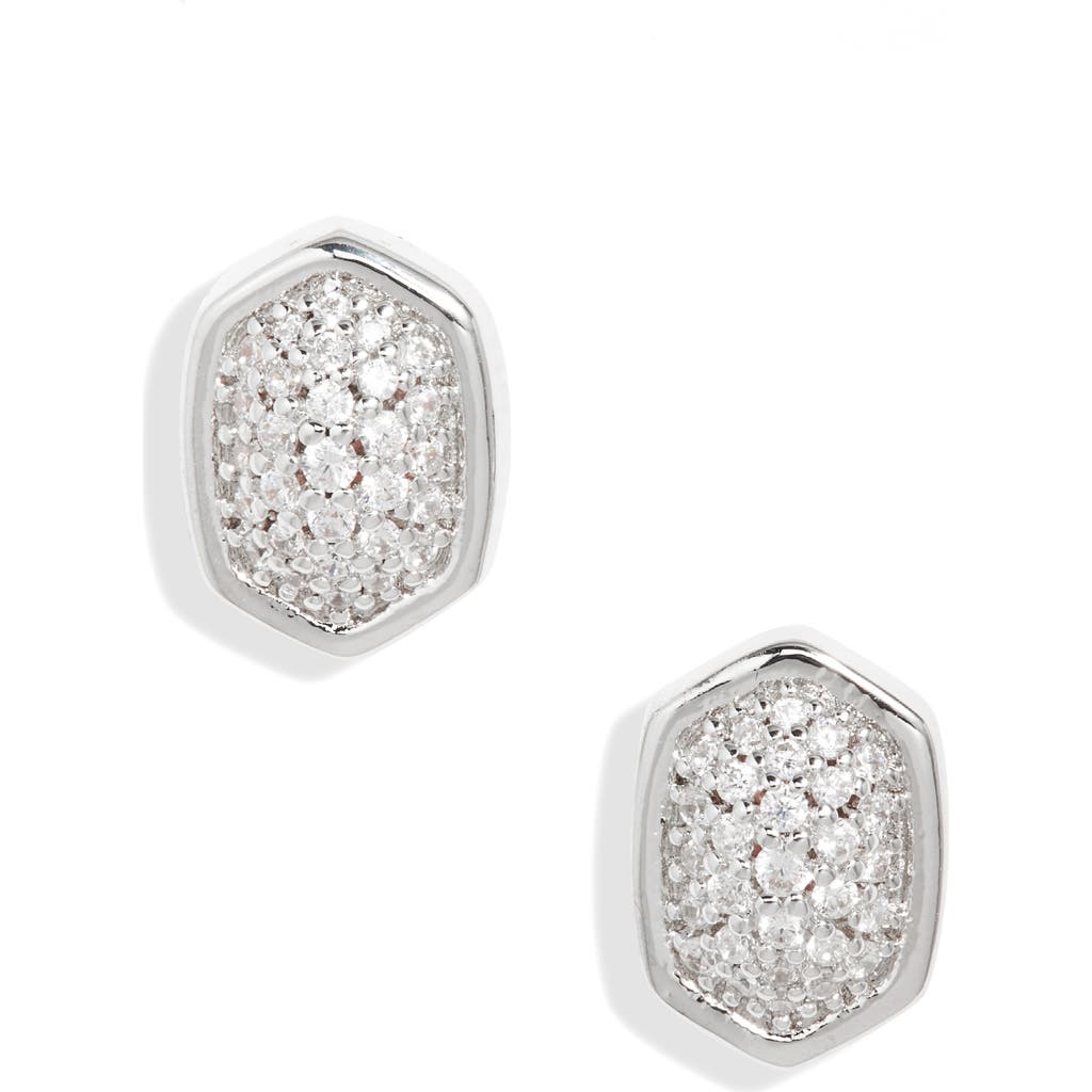 Kendra Scott Alanna Cubic Zirconia Stud Earrings In Silver White Crystal