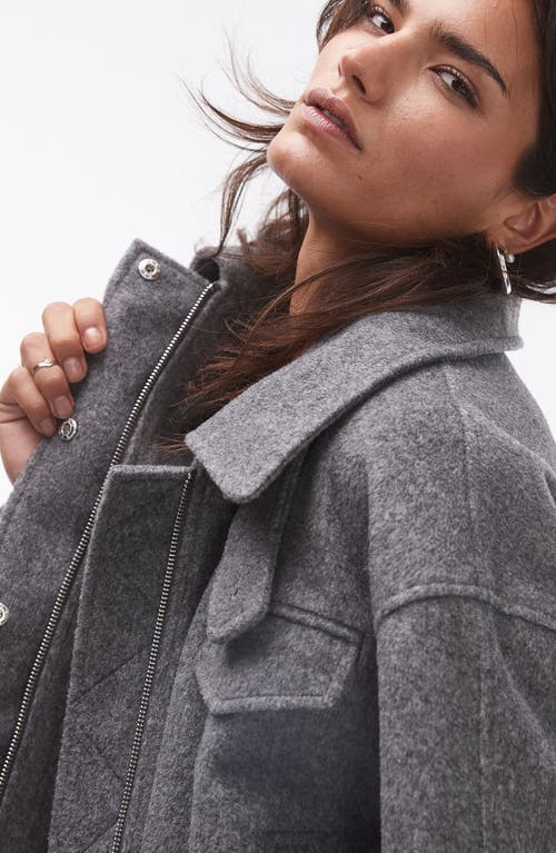 Shop Topshop Brushed Jacket In Grey