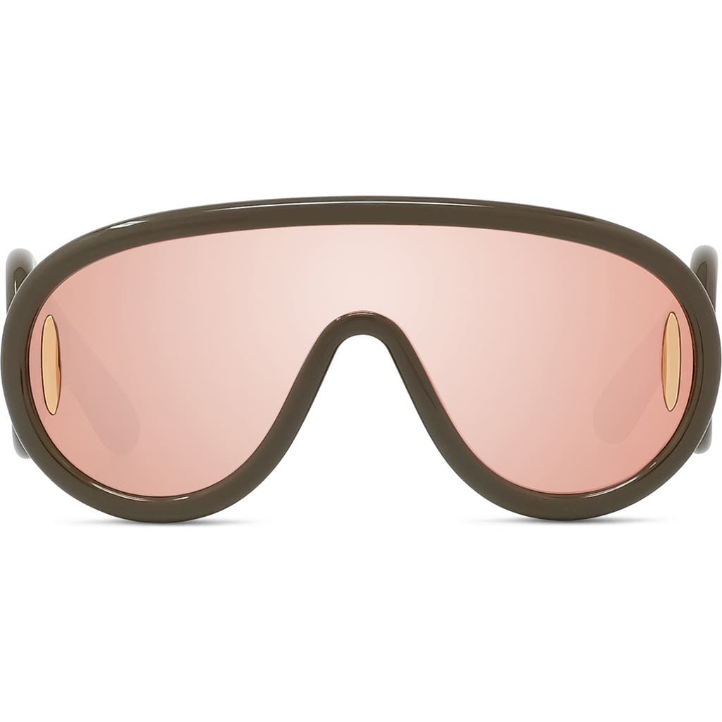 Loewe X Paula's Ibiza 56mm Mask Sunglasses In Shiny Dark Green/smoke