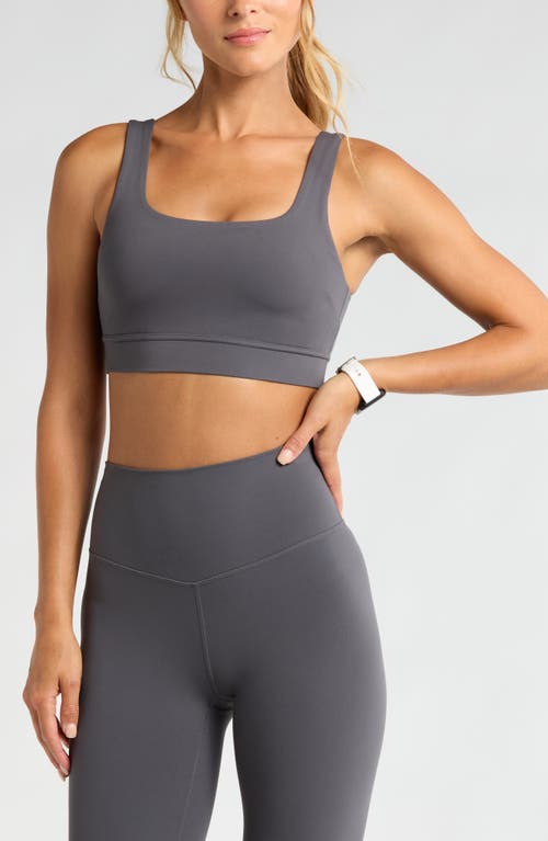 Zella Luxe Lite Squared Up Sports Bra in Grey Forged 