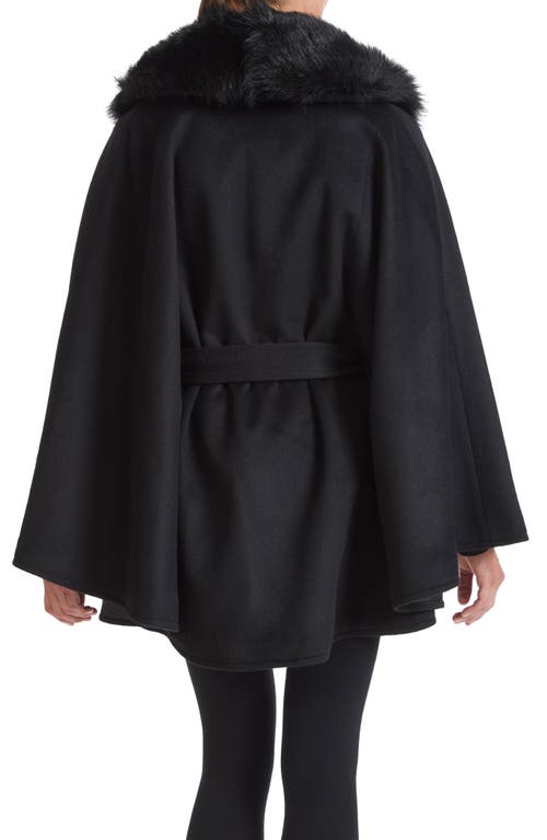 Sofia Cashmere Cashmere Belted Cape Coat With Shearling Collar In Black