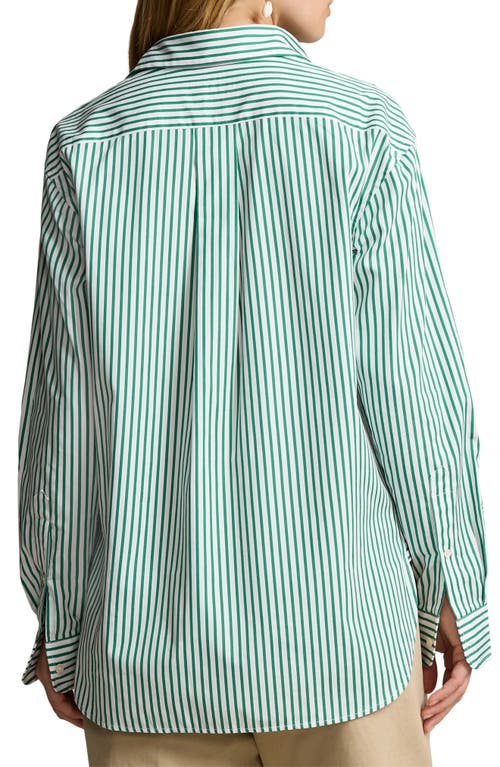 Shop Polo Ralph Lauren Stripe Button-up Shirt In White/bay Green