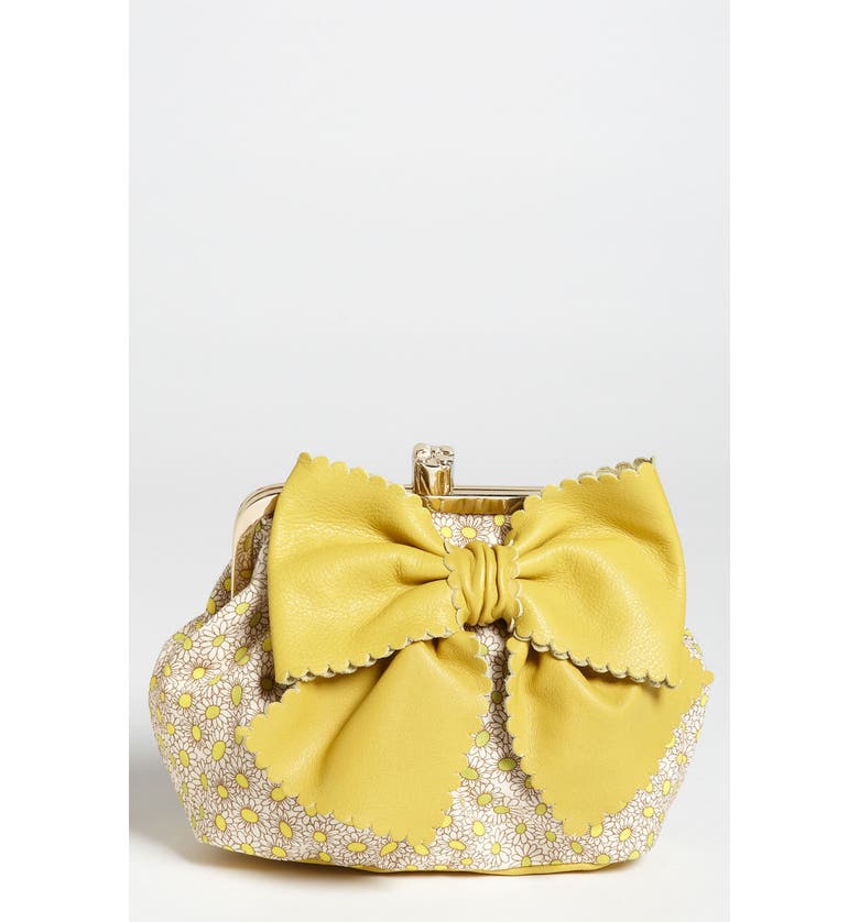 RED VALENTINO 'Bow - Daisy' Print Canvas Clutch, Main, color, DAISY