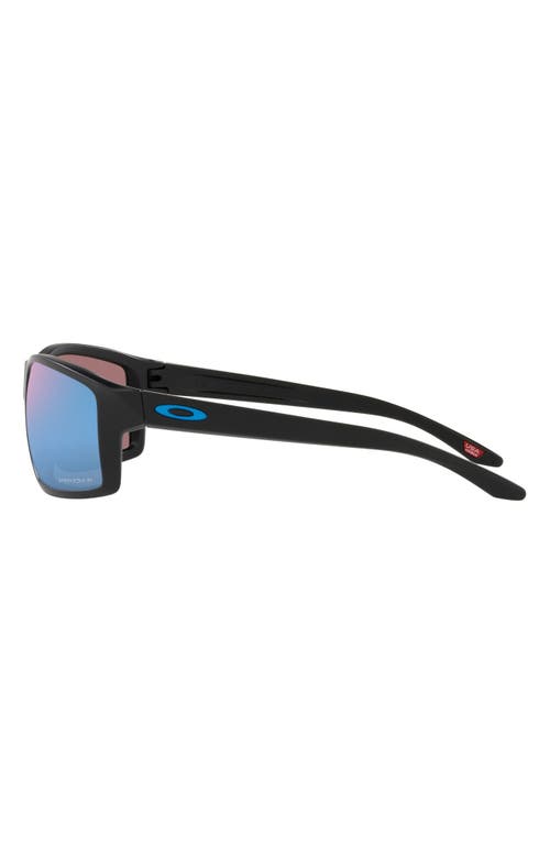 Shop Oakley 61mm Polarized Rectangle Sunglasses In Matte Black/prizm Deep Water