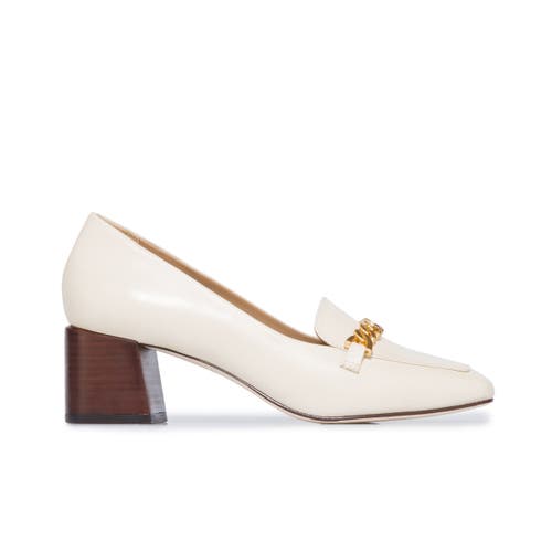 Shop Bernardo Footwear Avery Heeled Chain Loafer In Eggshell